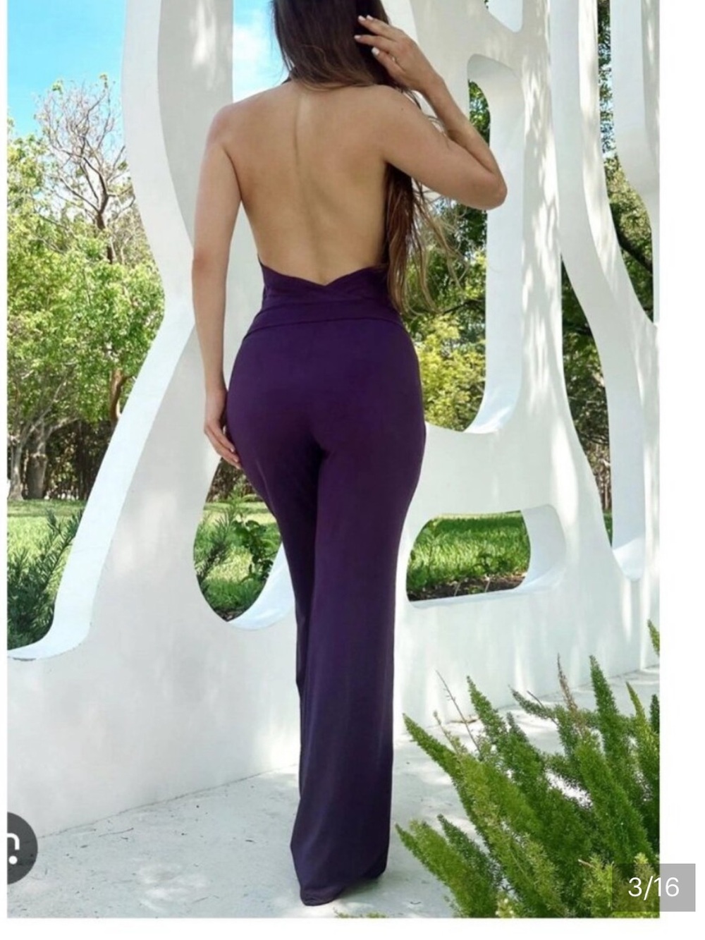 Aria Black Halter Wide-Leg Jumpsuit - Picture 2 of 8